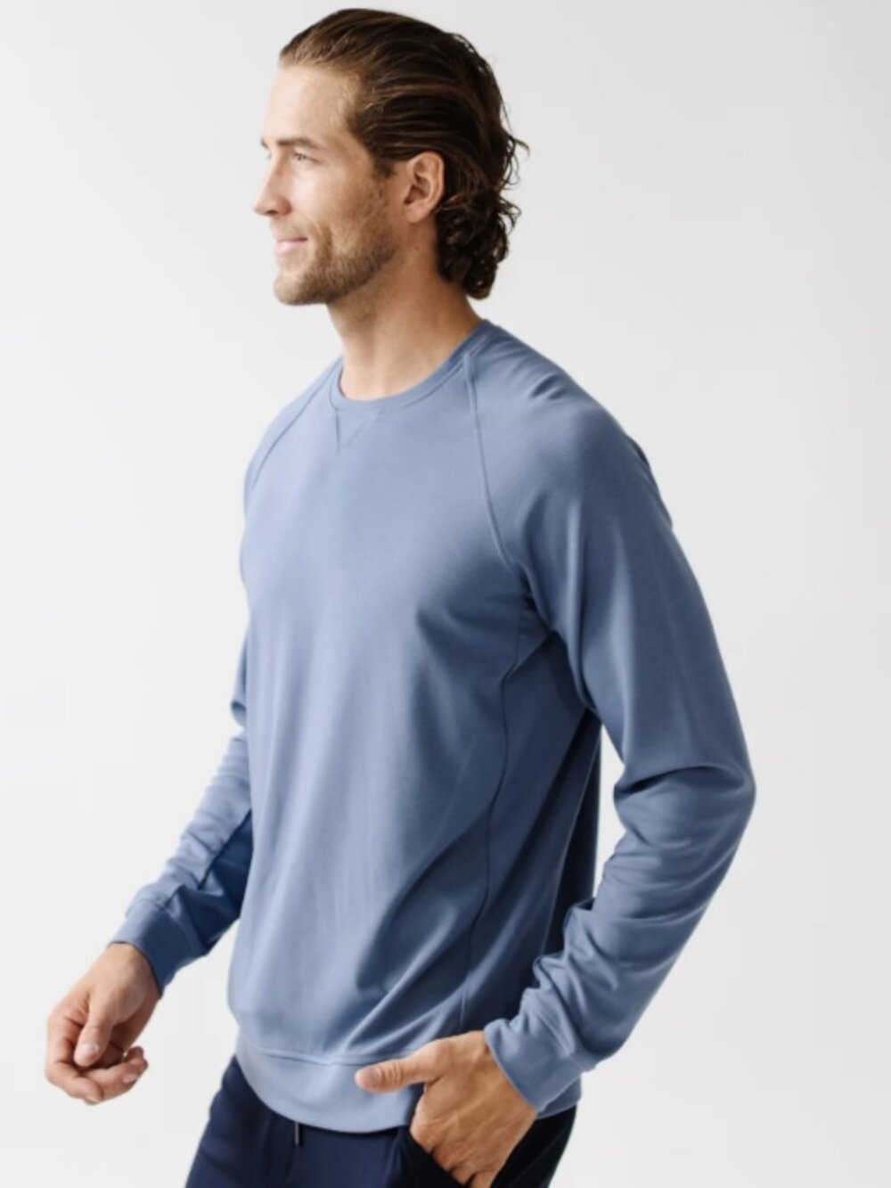 Cozy Earth Mens Bamboo Lounge Set Size XXL 2XL Blue Pullover Crew & Jogger NEW